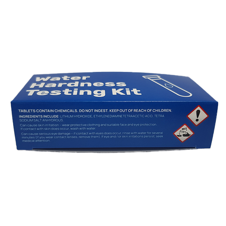 Water Hardness Testing Kit safety instructions. Tablets contain chemicals. Do not ingest. Keep out of the reach of children.