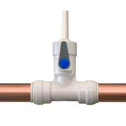 15mm x 3/8" x 15mm John Guest Pushfit Isolating Tee (Built in NRV) connected to Copper piping.