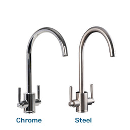 Contemporary 3-Way Kitchen Mixer Tap in Chrome and Steel.
