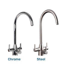 Deco 3-Way Kitchen Mixer Tap in Chrome and Steel.