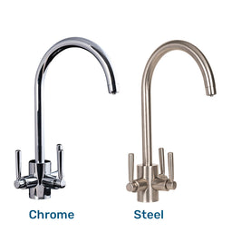 Nouveau 3-Way Kitchen Mixer Tap in Chrome and Steel.