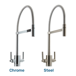 Reach 3-Way Kitchen Mixer Tap in Chrome and Steel.